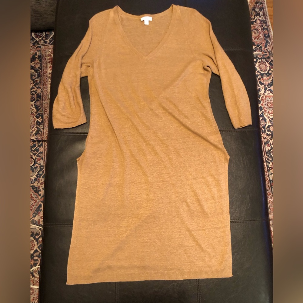 J. Jill Mustard Tan V‑Neck Tunic Sweater